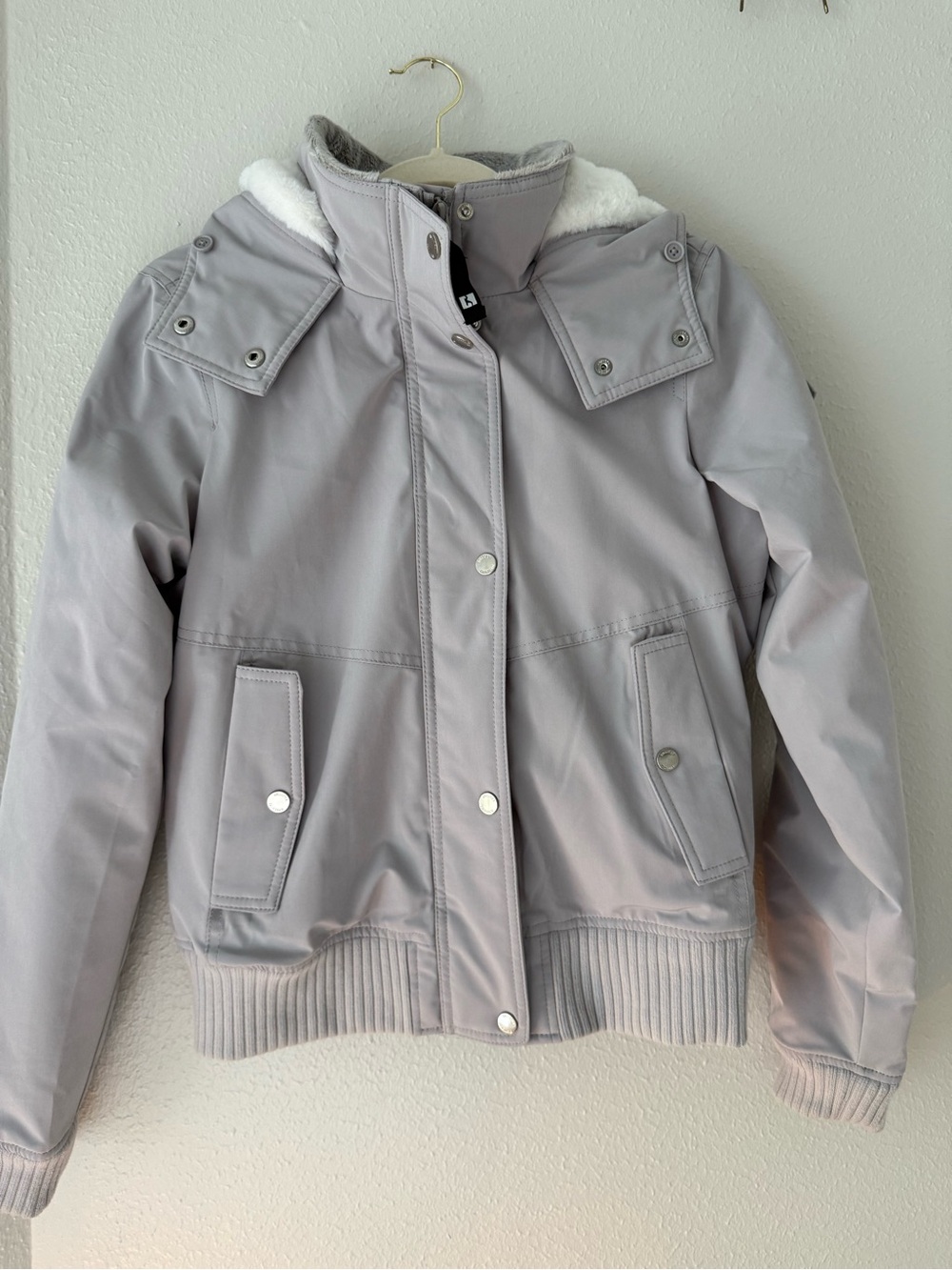 Women’s Hollister Light Gray Winter Jacket with Sherpa Lining